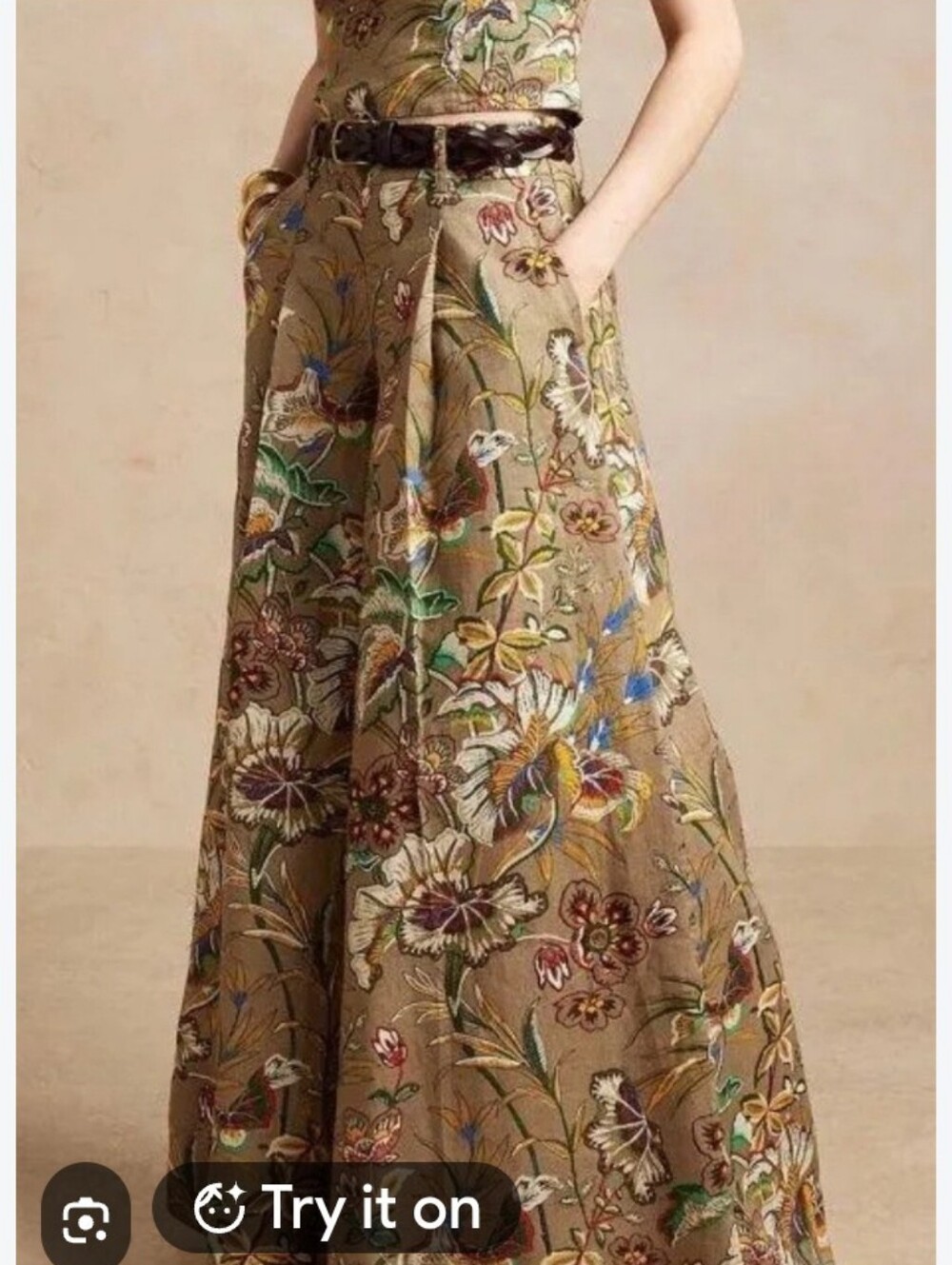 Banana Republic Meridian Boho Vintage Floral Wide Leg Linen Pants, featuring a
